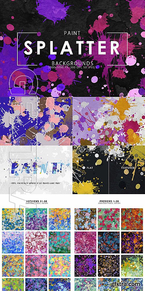 CreativeMarket 50 Paint Splatter Backgrounds 1375955