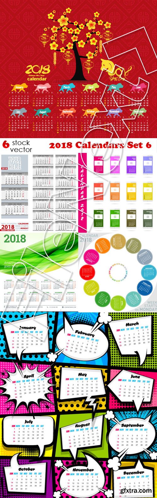 Vectors - 2018 Calendars Set 6