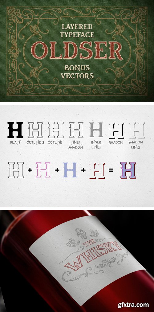 CM - Oldser Typeface + Bonus Vectors 1818189