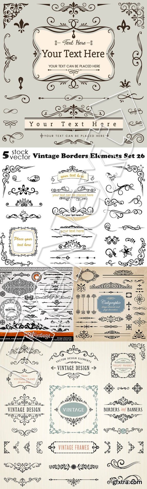 Vectors - Vintage Borders Elements Set 26