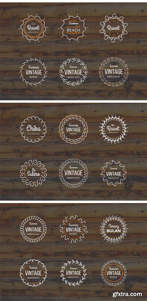 CM - 24 Vintage Circle Badges 1883455