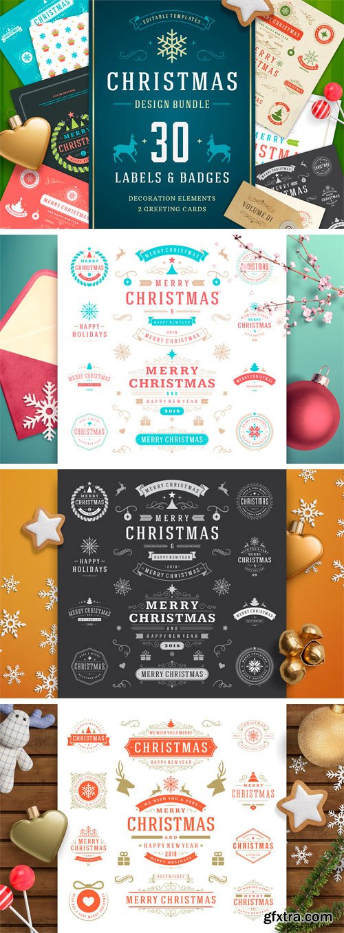 CM - Christmas 30 Labels and Badges 1882786