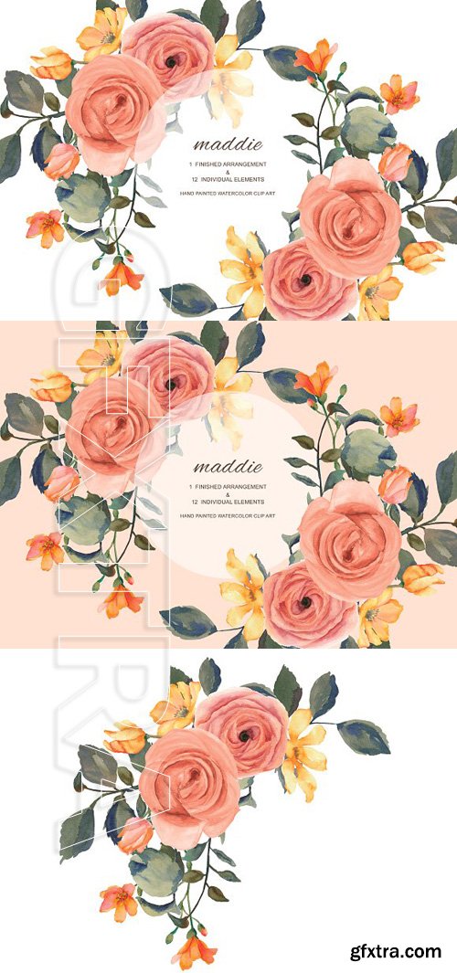 CreativeMarket - Watercolor Floral Clipart 1897139