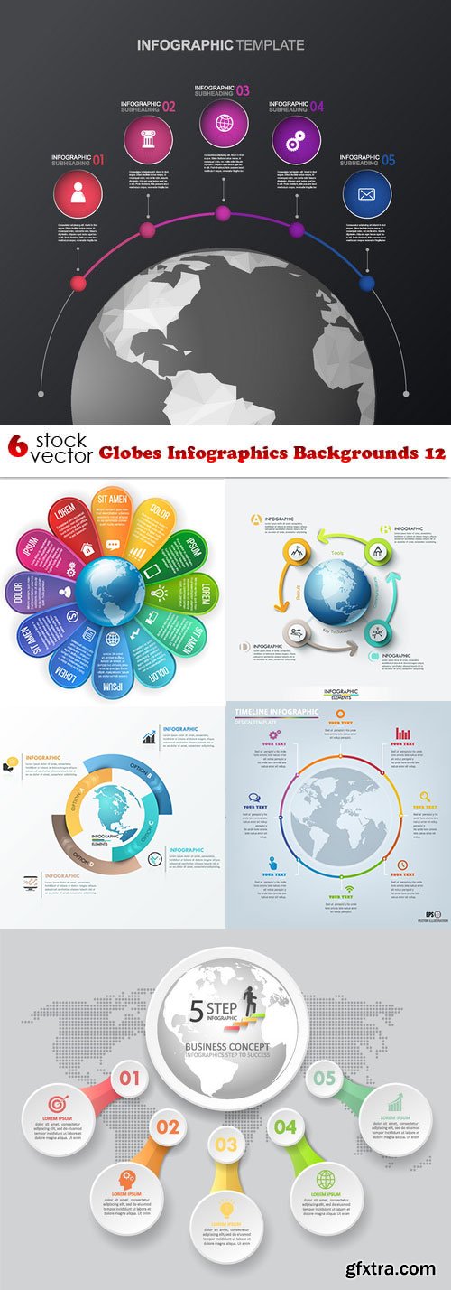 Vectors - Globes Infographics Backgrounds 12