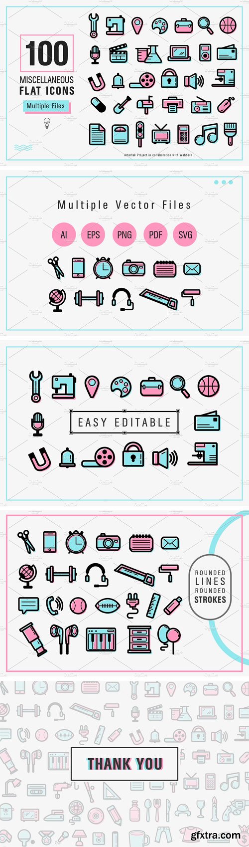 CM - 100 Miscellaneous Flat Icons 1867508