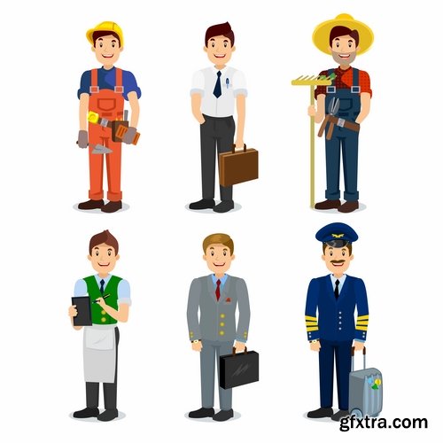 Cartoon characters of different occupations cartoon icon flat man 25 EPS