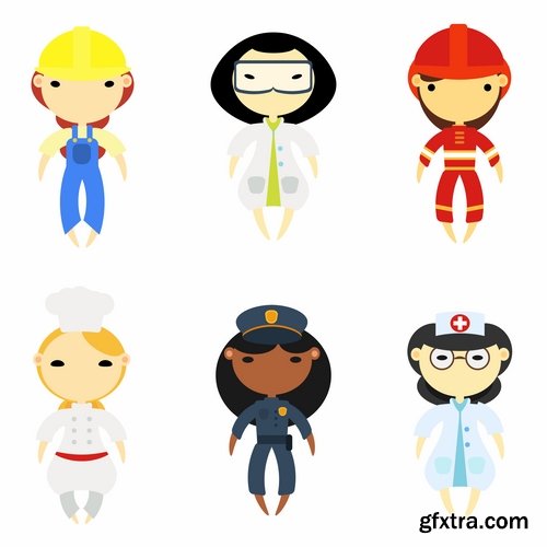 Cartoon characters of different occupations cartoon icon flat man 25 EPS