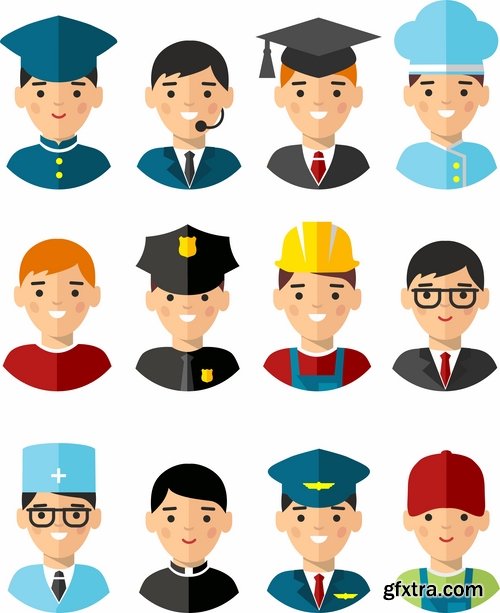 Cartoon characters of different occupations cartoon icon flat man 25 EPS