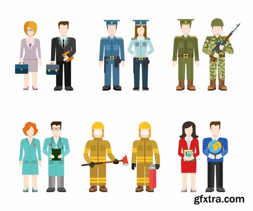 Cartoon characters of different occupations cartoon icon flat man 25 EPS