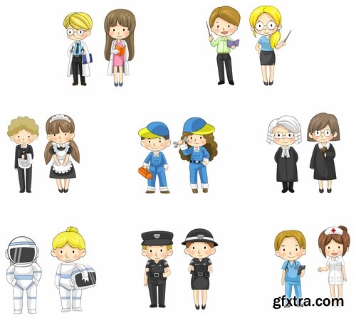 Cartoon characters of different occupations cartoon icon flat man 25 EPS