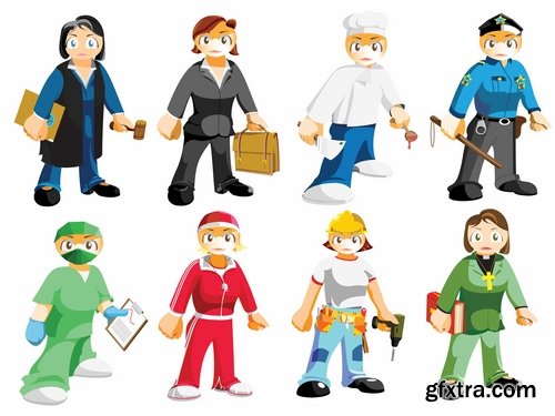 Cartoon characters of different occupations cartoon icon flat man 25 EPS