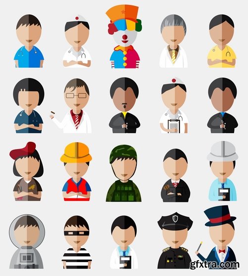 Cartoon characters of different occupations cartoon icon flat man 25 EPS