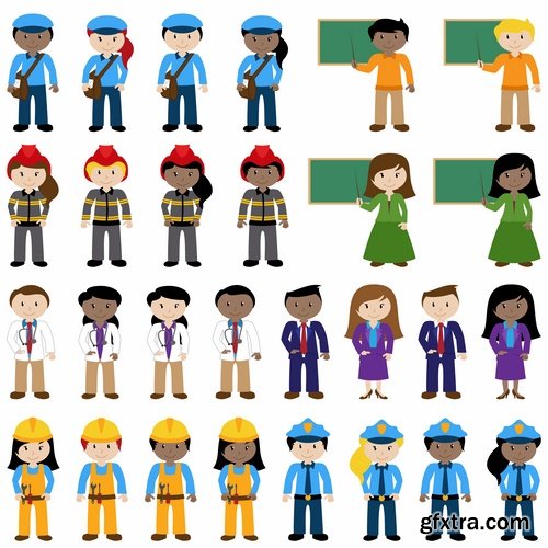 Cartoon characters of different occupations cartoon icon flat man 25 EPS