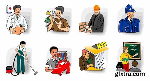 Cartoon characters of different occupations cartoon icon flat man 25 EPS