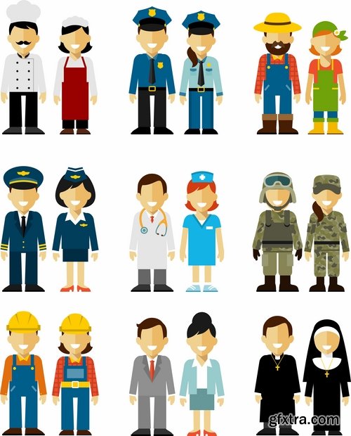 Cartoon characters of different occupations cartoon icon flat man 25 EPS