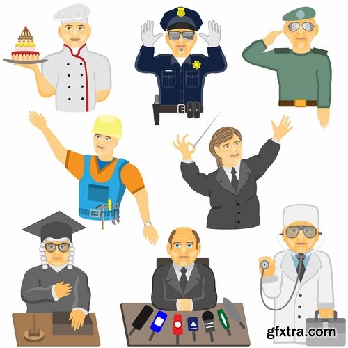 Cartoon characters of different occupations cartoon icon flat man 25 EPS