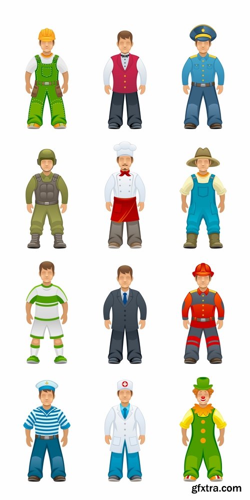 Cartoon characters of different occupations cartoon icon flat man 25 EPS