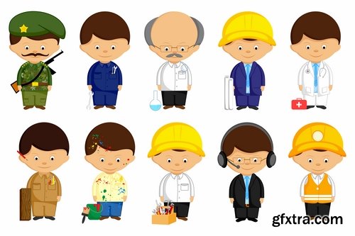 Cartoon characters of different occupations cartoon icon flat man 25 EPS