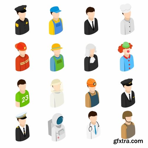 Cartoon characters of different occupations cartoon icon flat man 25 EPS