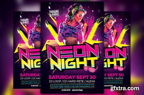 CM - Neon Party Flyer Template 1820981