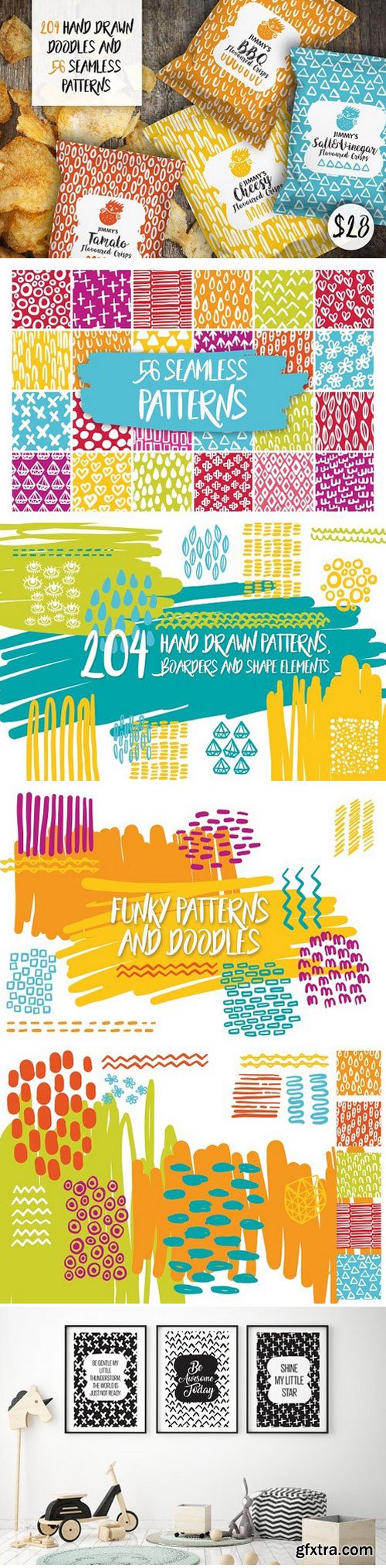 CM - 204 Hand Drawn Doodles & 56 Patterns 1792630