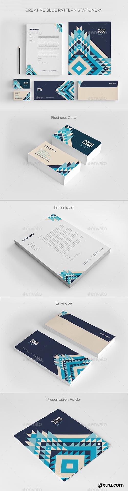 GR - Creative Blue Pattern Stationery 20591811