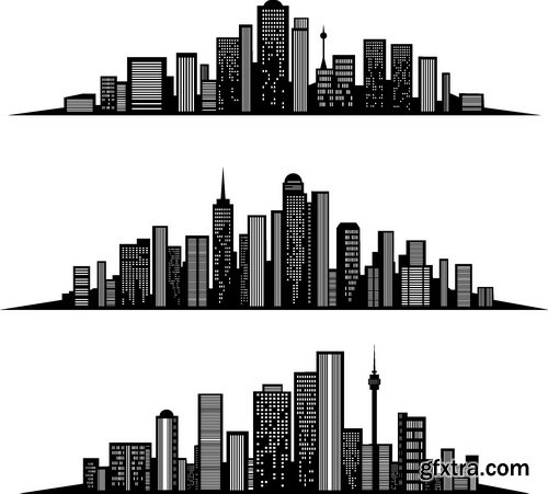 Vectors - Silhouettes of Skyline Cityscapes 26