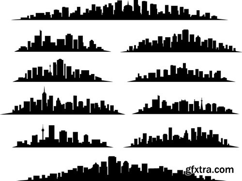 Vectors - Silhouettes of Skyline Cityscapes 26