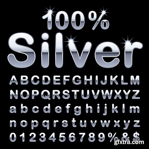 Vectors - Silver Metal Alphabets 5