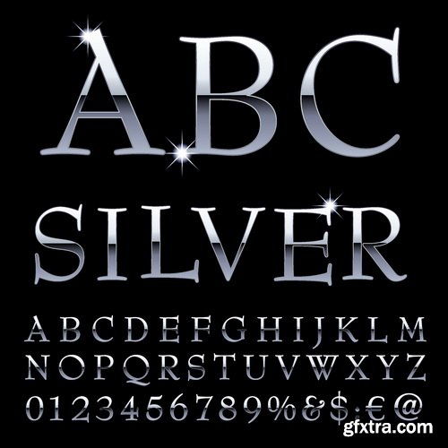 Vectors - Silver Metal Alphabets 5