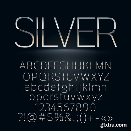 Vectors - Silver Metal Alphabets 5