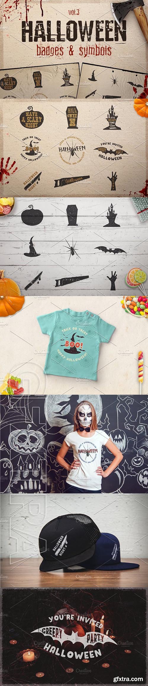 CreativeMarket - Halloween Badges Symbols Set Vol.3 1917857