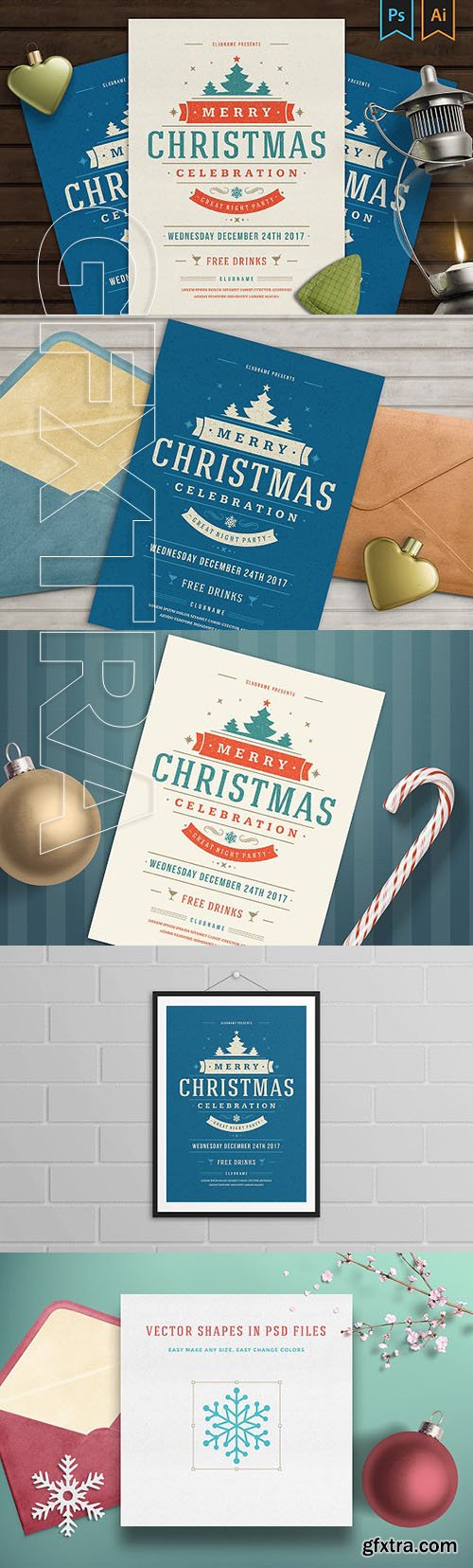 CreativeMarket - Christmas party invitation flyer 1903763