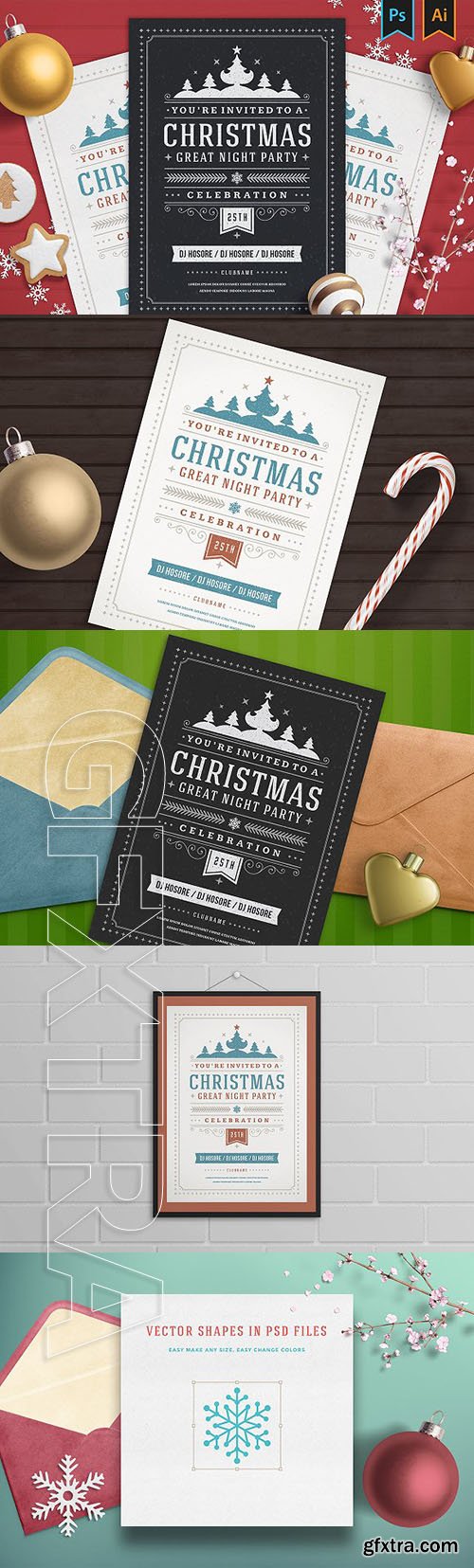 CreativeMarket - Christmas party invitation flyer 1903762