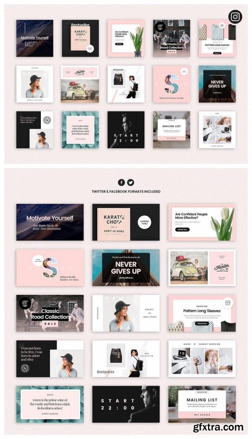 168 Social Media Templates for Facebook, Instagram, Twitter & Pinterest