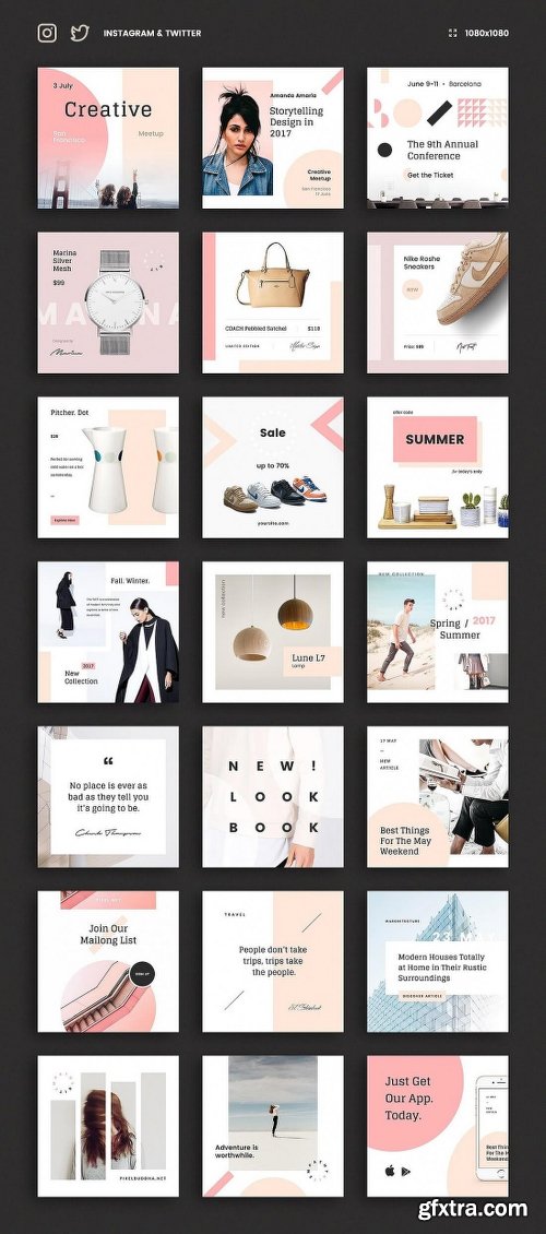 168 Social Media Templates for Facebook, Instagram, Twitter & Pinterest