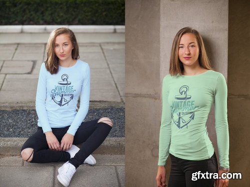 Crew Neck T-shirt Mock-up Female Version