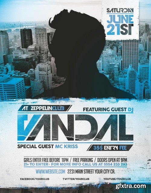 2 DJ Event Flyer Templates + Facebook Cover