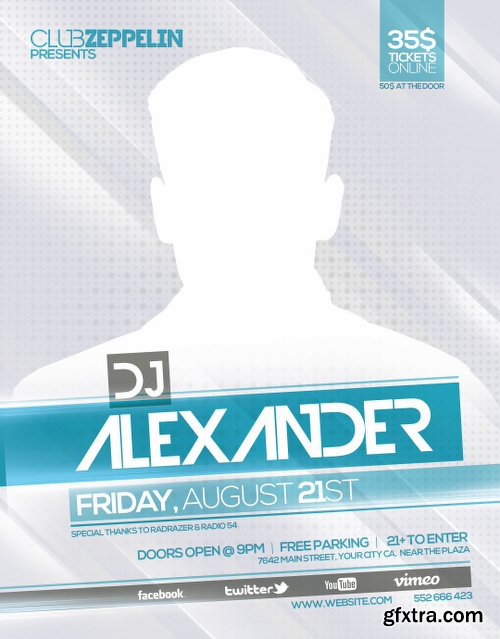 Electro DJ Flyer Template + Facebook Cover