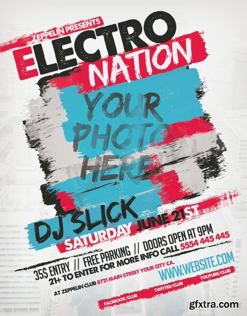 Electro Nation Flyer Templates + Facebook Covers