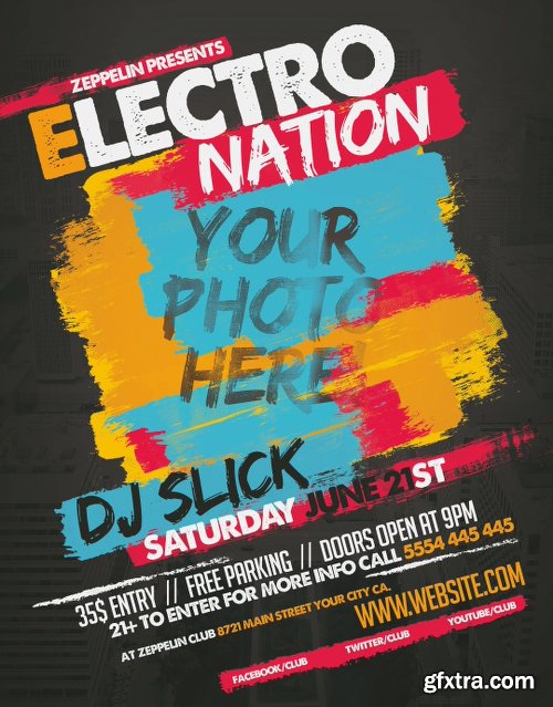 Electro Nation Flyer Templates + Facebook Covers