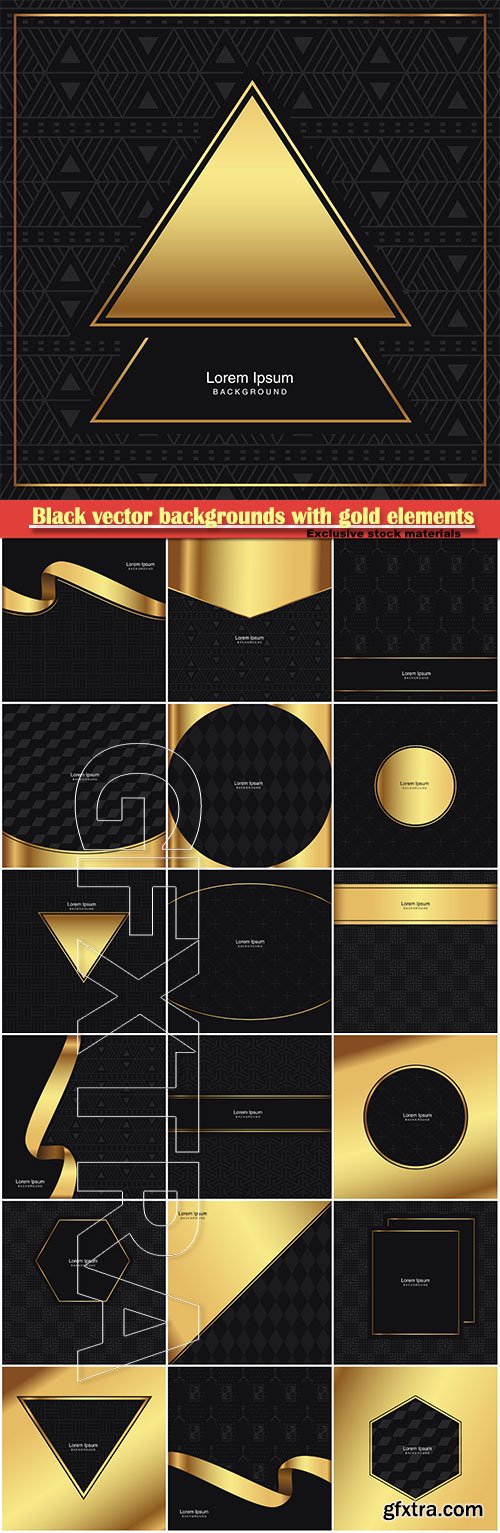 Black vector backgrounds with gold elements