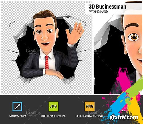 CreativeMarket - 3d businessman waving hand 1903721