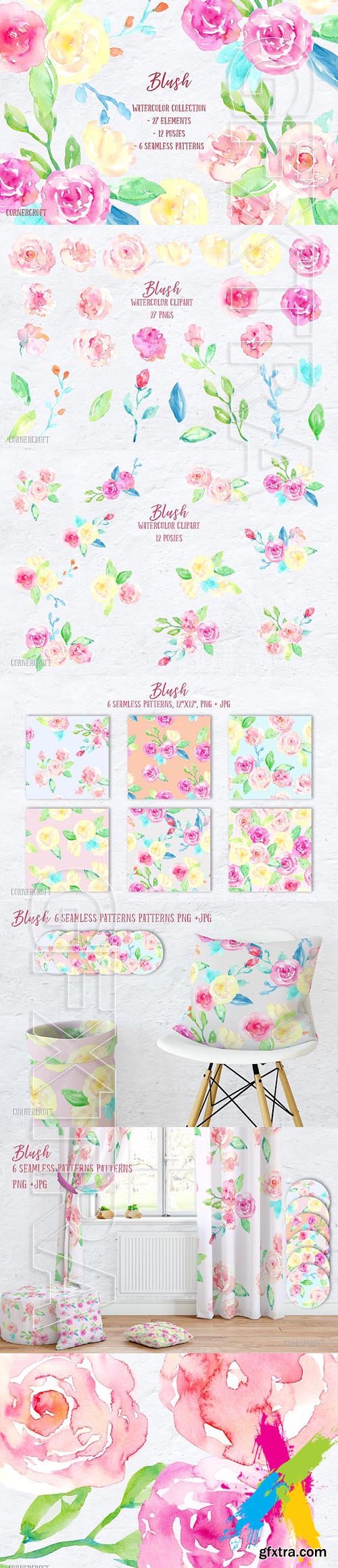 CreativeMarket - Watercolor Collection Blush 1916775