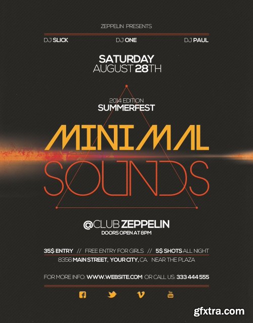 Minimal Sounds Flyer Templates + Facebook Cover