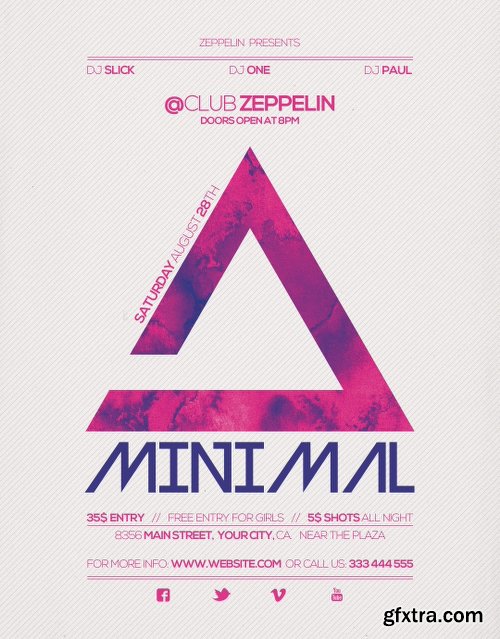 Minimal Sounds Flyer Templates + Facebook Cover