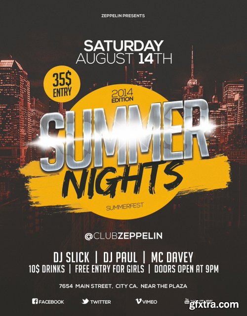 Summer Nights Flyer Template + Facebook Cover