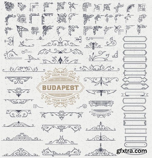 Vectors - Floral Borders Elements Set 52