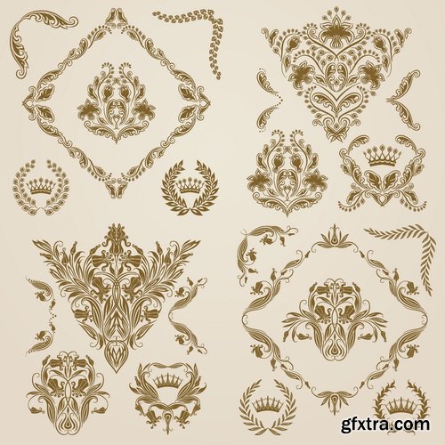 Vectors - Floral Borders Elements Set 52