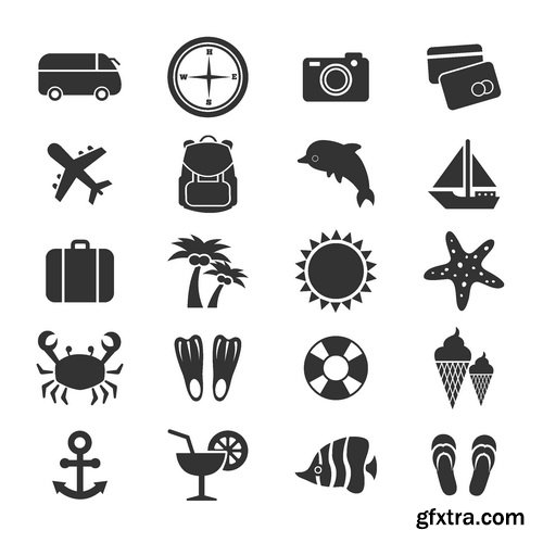 Vectors - Black Travel Icons 5